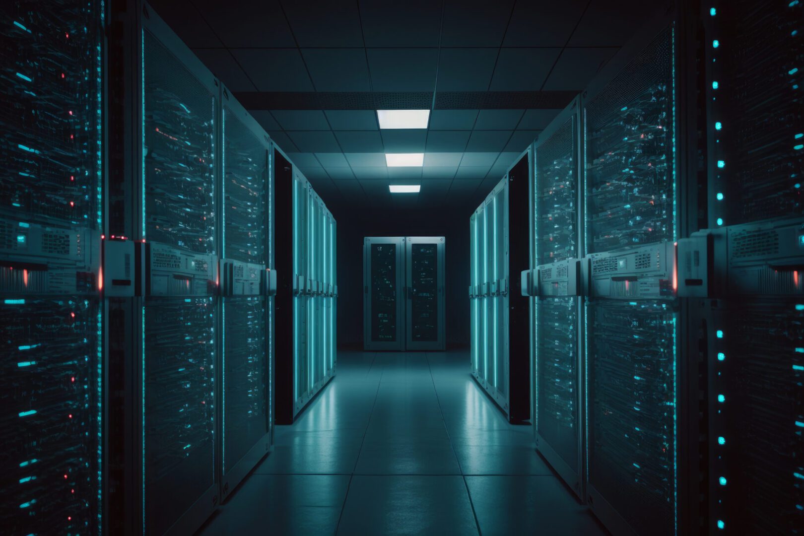 Data center computers large facility with servers storage. Illustration AI Generative Data center computers large facility with servers storage. Illustration AI Generative